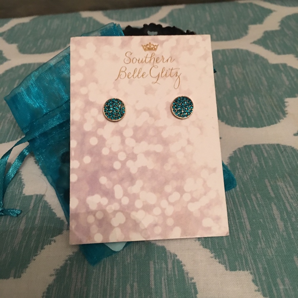 Beautiful turquoise sparkly earrings
